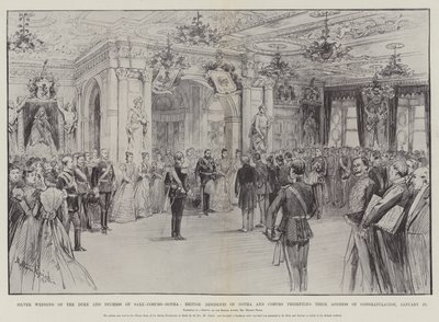 Silberhochzeit des Herzogs und der Herzogin von Sachsen-Coburg-Gotha, britische Einwohner von Gotha und Coburg überreichen ihre Glückwünsche, 23. Januar von Melton Prior